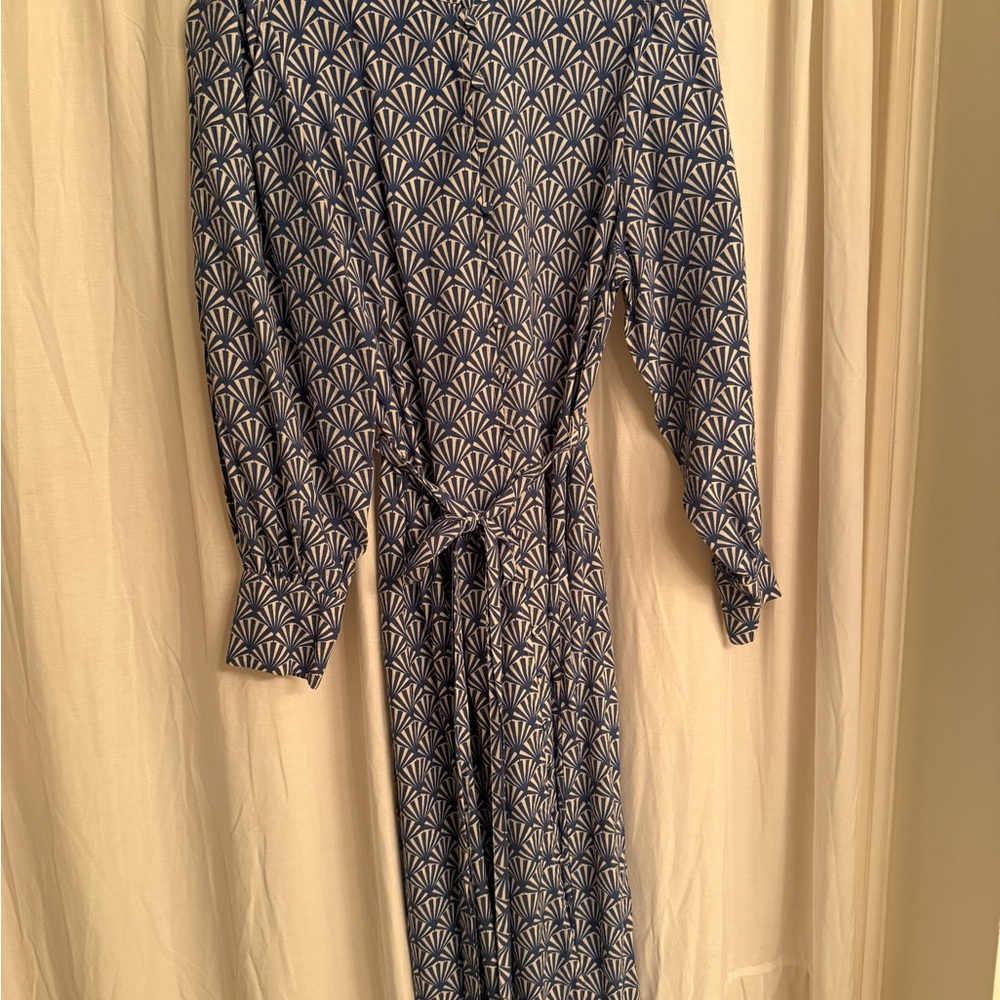 H&M Blue Geometric Long Sleeve Dress